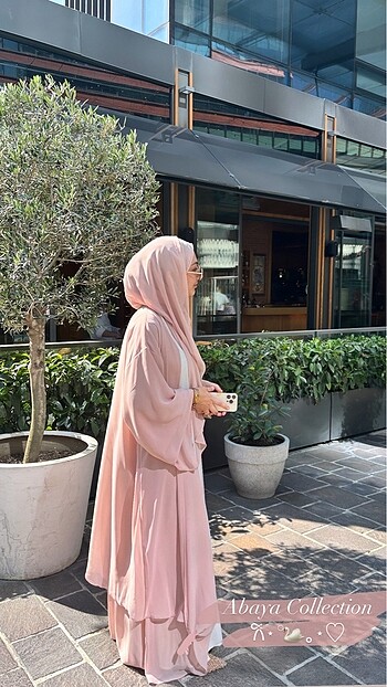 Diğer Pudra Pembe Seyyar kemerli Abaya