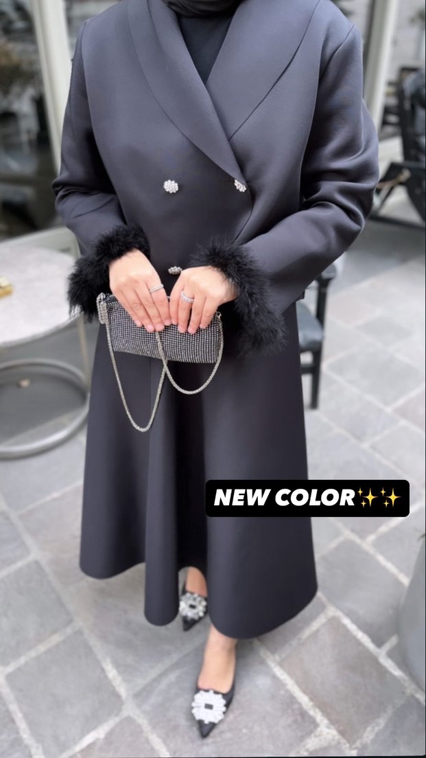 Siyah Scuba Etek takım Tüy Detaylı - Görsel 2