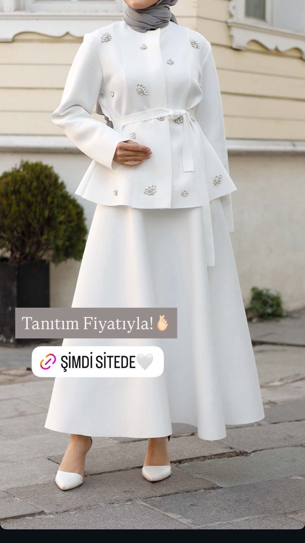 Beyaz Uzun etek Takım - Görsel 3