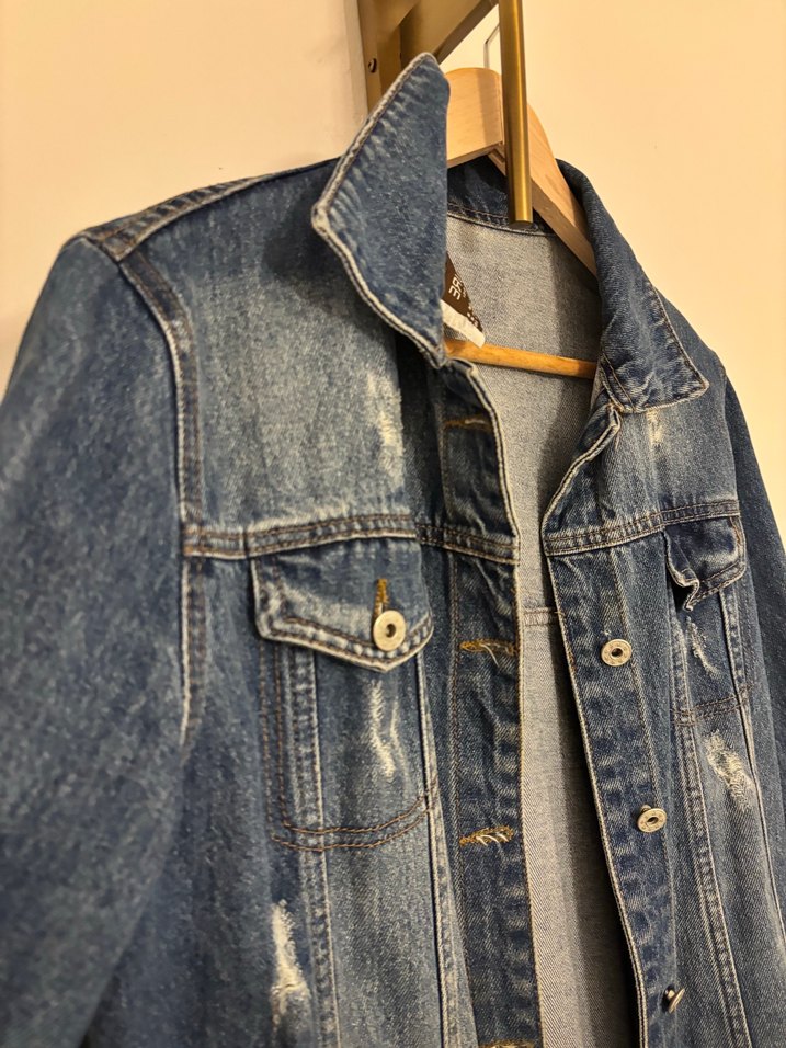 Kadın Uzun Denim Ceket - Rahat Kesim - Görsel 4