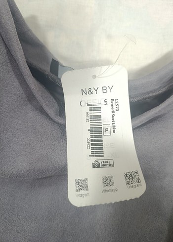 Gri Süet Kemerli Mini Elbise Eiketli Kullanılmadı - Görsel 3