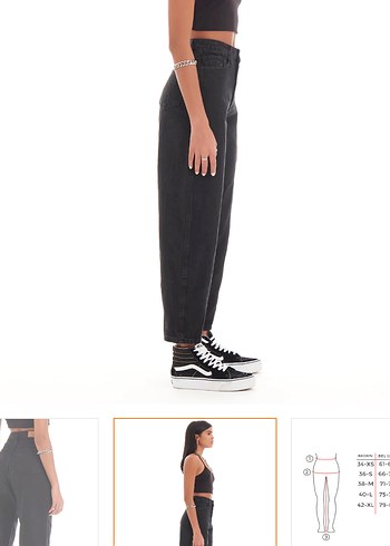 Kadın Siyah Baskılı Kısa Boyfriend Kot Pantolon - Görsel 3