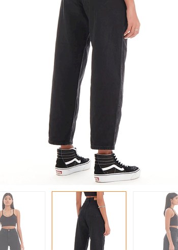 Kadın Siyah Baskılı Kısa Boyfriend Kot Pantolon - Görsel 4