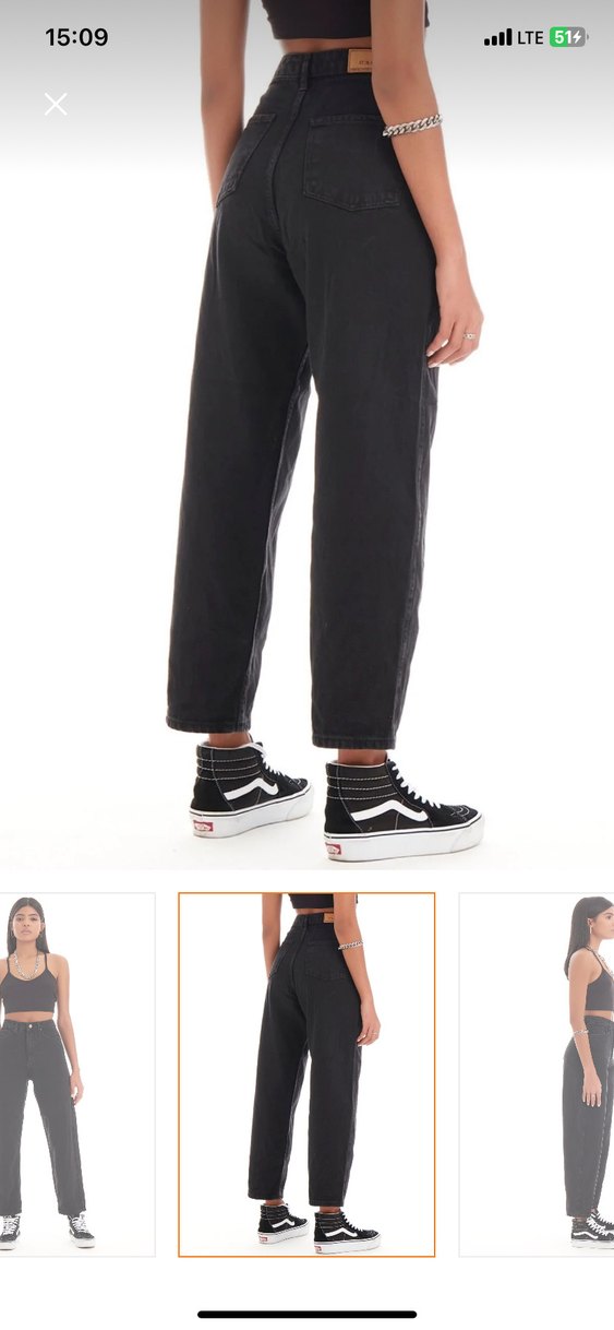 Kadın Siyah Baskılı Kısa Boyfriend Kot Pantolon - Görsel 4