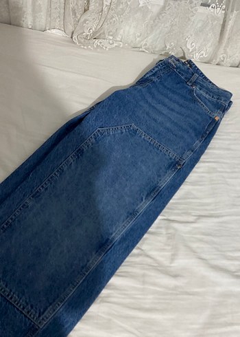 xl Beden mavi Renk Kadın Mavi Bol Kesim Kot Pantolon