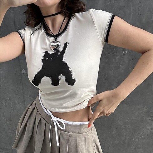 Cat y2k lolita gothic crop