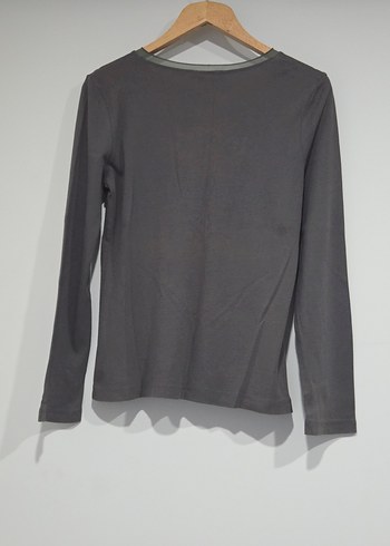 Gri V Yaka Uzun Kollu Tişört - Görsel 2