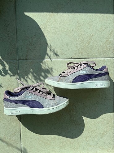 Simli lila renk Puma spor ayakkabı