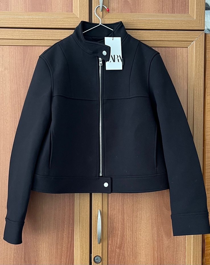 Zara Siyah Fermuarlı Kadın Ceket - Görsel 3