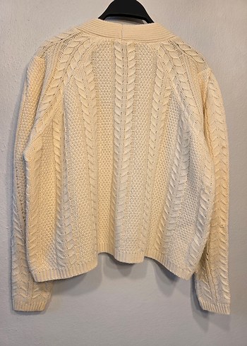 Stradivarius Bej V Yaka Örgü Kadın Hırka - Görsel 3