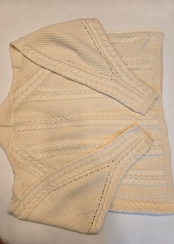 Stradivarius Bej V Yaka Örgü Kadın Hırka - Görsel 5