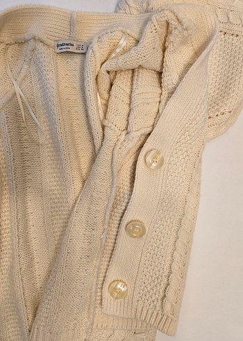 Stradivarius Bej V Yaka Örgü Kadın Hırka - Görsel 7