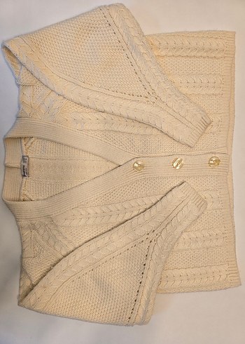 Stradivarius Bej V Yaka Örgü Kadın Hırka - Görsel 4