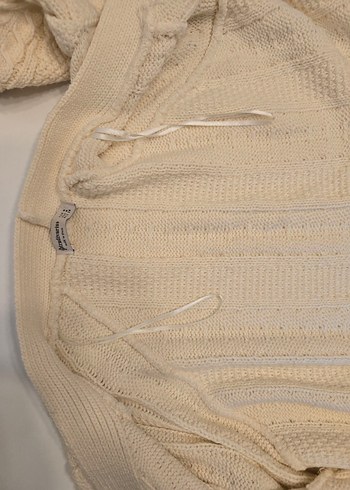 Stradivarius Bej V Yaka Örgü Kadın Hırka - Görsel 6