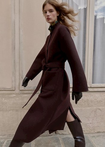 Zara  Kuşaklı Uzun Kaban - Görsel 5