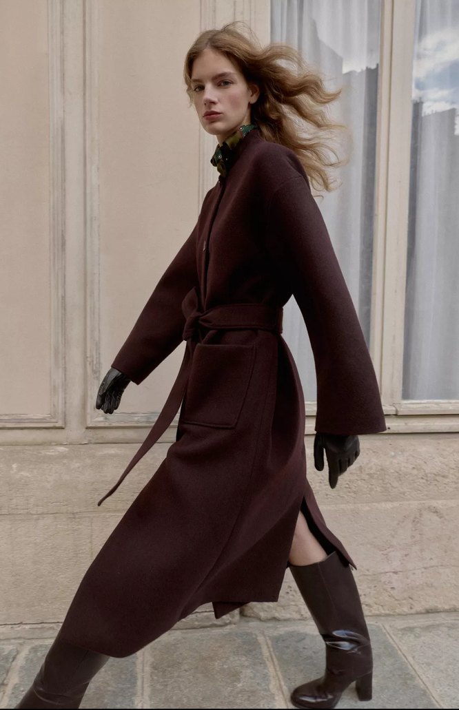 Zara  Kuşaklı Uzun Kaban - Görsel 5