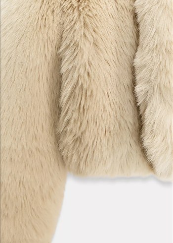 Zara Bej Kürklü Uzun Kollu Kadın Ceket - Görsel 8