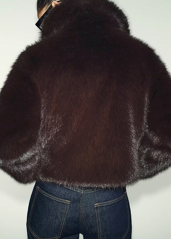 Zara Kahverengi Suni Kürk - Görsel 5