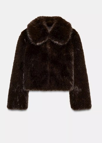 Zara Kahverengi Suni Kürk - Görsel 8