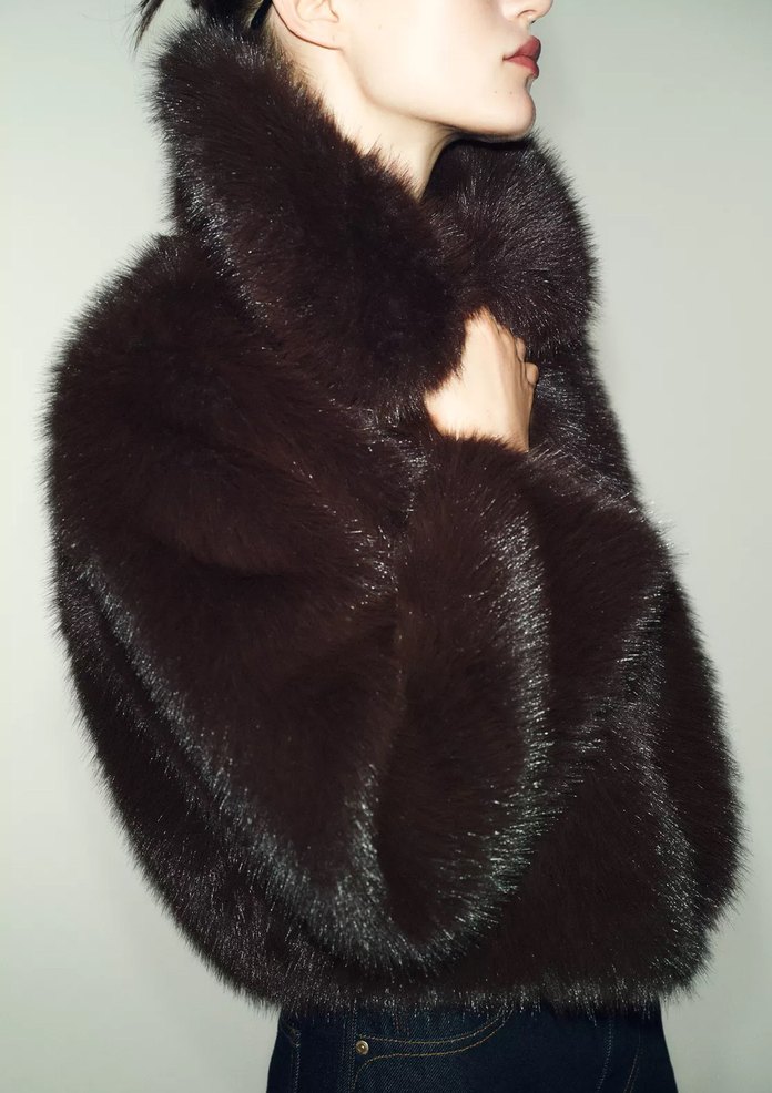 Zara Kahverengi Suni Kürk - Görsel 2