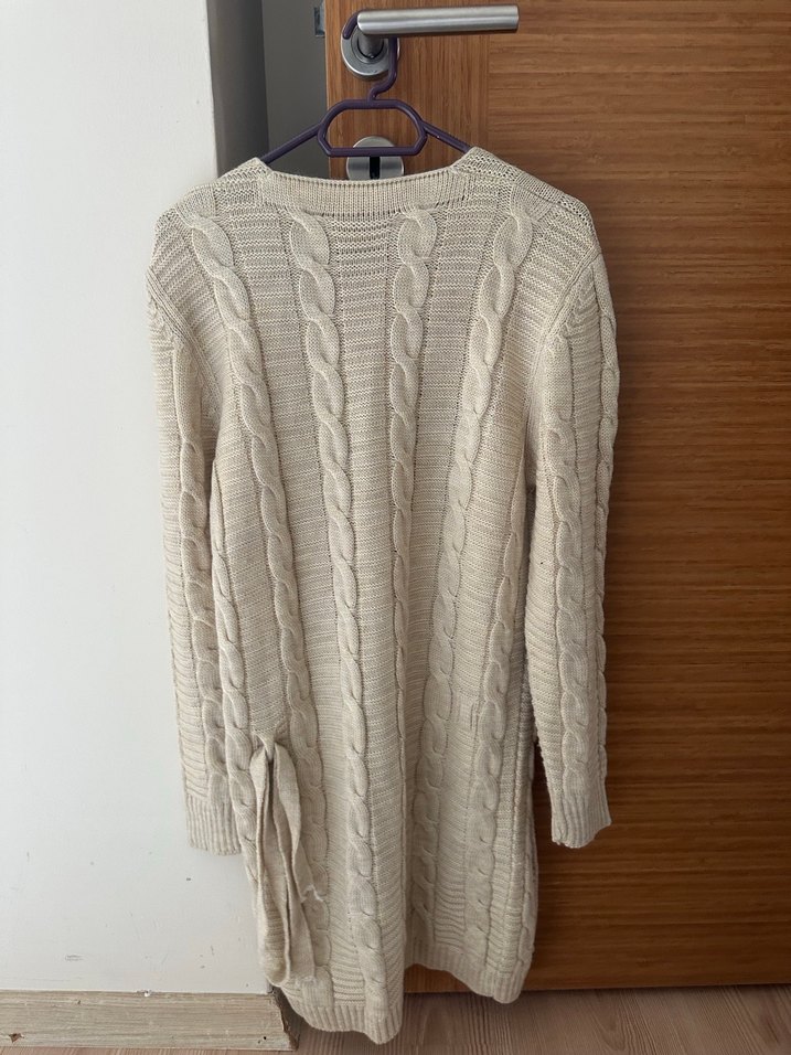 Bej Kadın Örgü Midi Hırka - Görsel 2