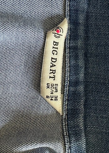 Düğmeli Uzun Mavi Kadın Denim Ceket - Görsel 3