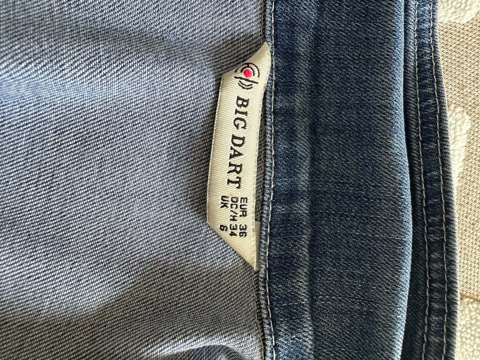 Düğmeli Uzun Mavi Kadın Denim Ceket - Görsel 3