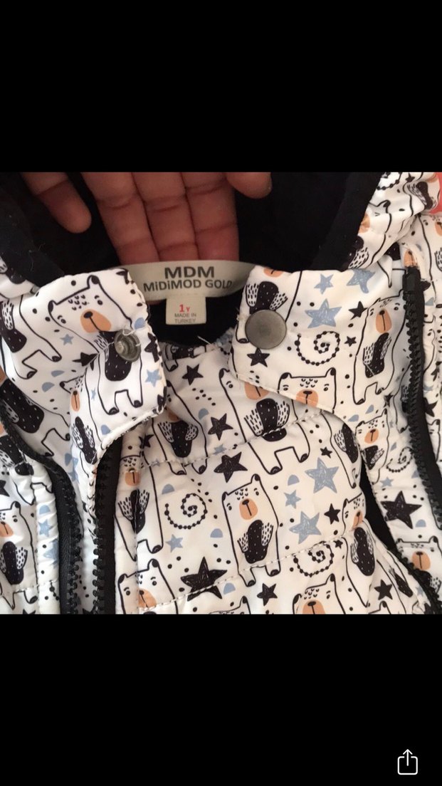 Astronot kulaklı 1 yaş Kapüşonlu Desenli Gri Bebek Tulumu - Görsel 2