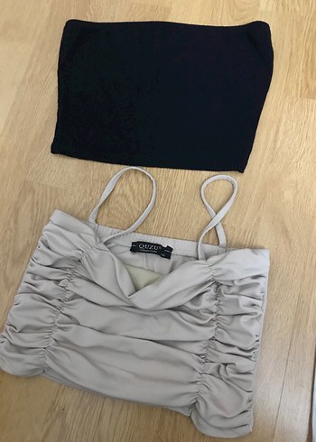 Mini kısa boy kot denim şort ve crop H&M - Görsel 5