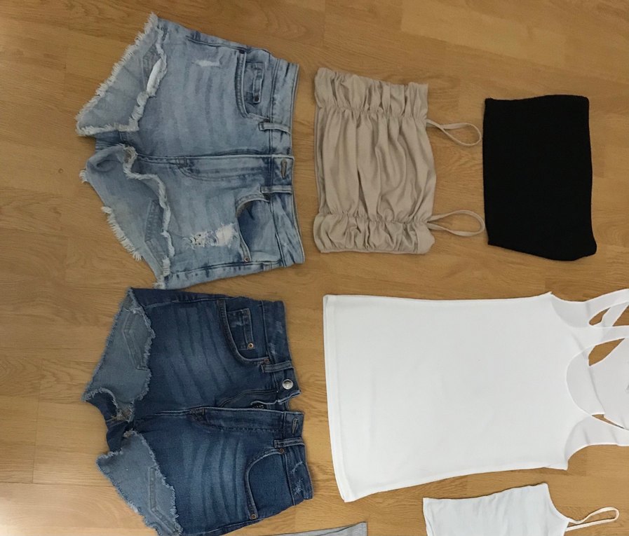 Mini kısa boy kot denim şort ve crop H&M - Görsel 2