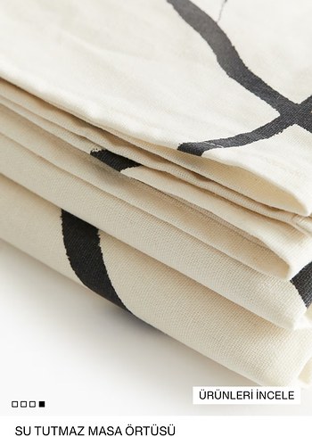 H&M HOME Su Geçirmez Siyah Masa Örtüsü - Görsel 4