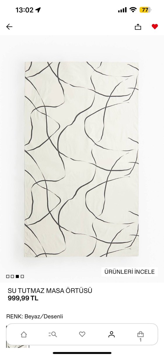 H&M HOME Su Geçirmez Siyah Masa Örtüsü - Görsel 3