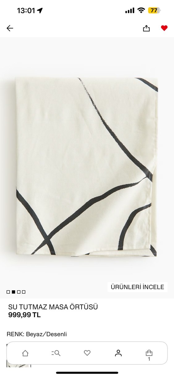 H&M HOME Su Geçirmez Siyah Masa Örtüsü - Görsel 2