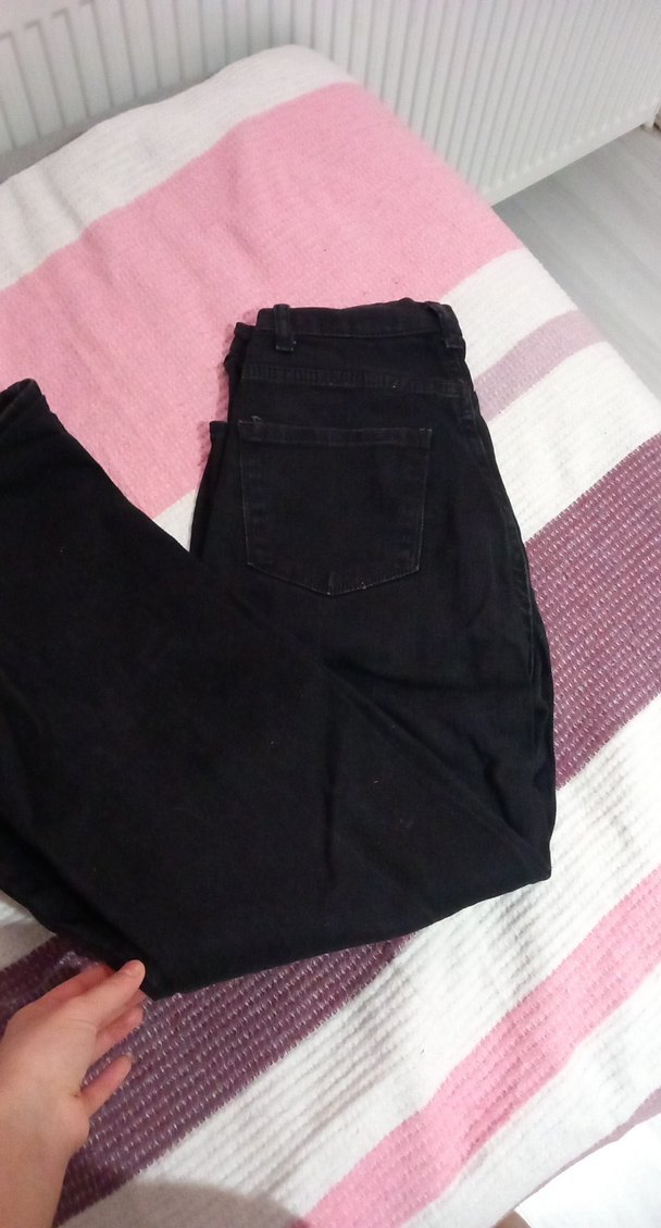 Kadın Siyah Bol Kesim Denim Pantolon - Görsel 3