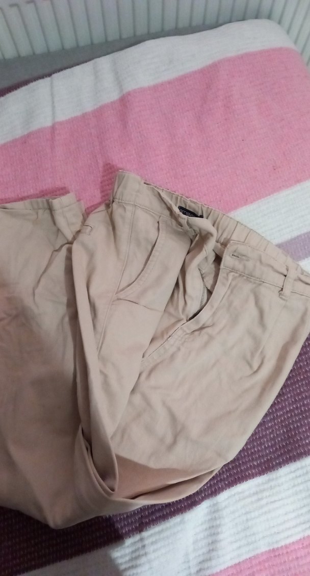 Bej Kadın Pamuklu Bol Kesim Pantolon - Görsel 2