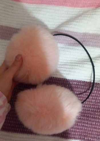 Pembe Kürklü Kız Çocuk Kulaklık - Görsel 2