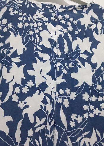 Uzun Kollu Lacivert Desenli Uzun Elbise - Görsel 4