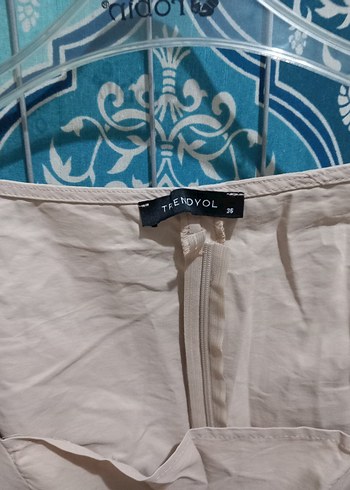 Bej Keten V Yaka Uzun Kollu Bluz - Görsel 3