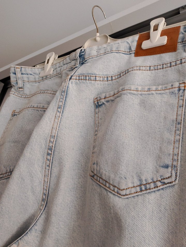 Gri Loose Fit Bol Kot Pantolon - Görsel 4