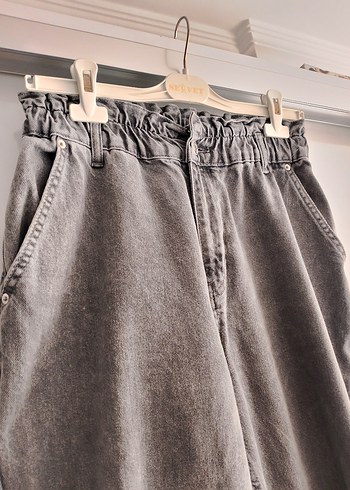 LC Waikiki Gri Bol Kesim Midi Kadın Kot Pantolon