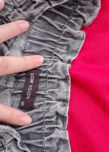 Gri Bol Kesim Midi Kadın Kot Pantolon - Görsel 5