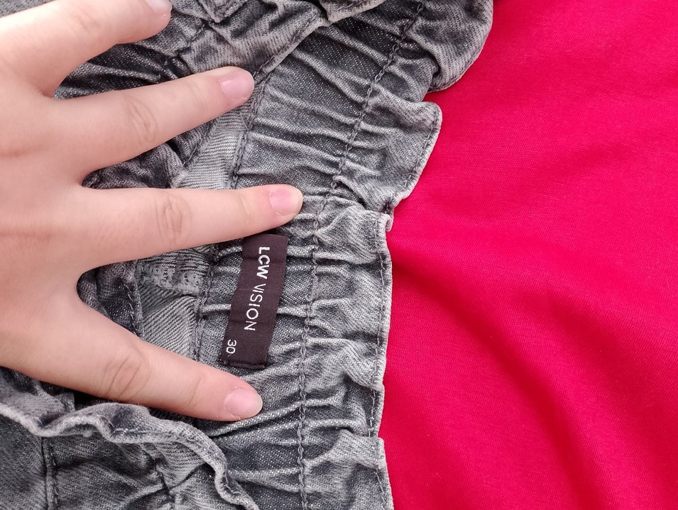 Gri Bol Kesim Midi Kadın Kot Pantolon - Görsel 5