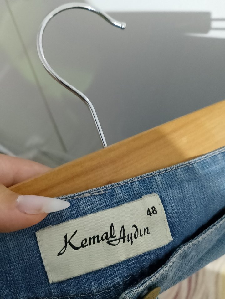 Gri Mavi Midi Denim Kadın Etek - Görsel 3