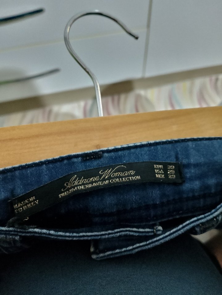 Kadın Mavi Normal Boy Dar Kesim Kot Pantolon - Görsel 3