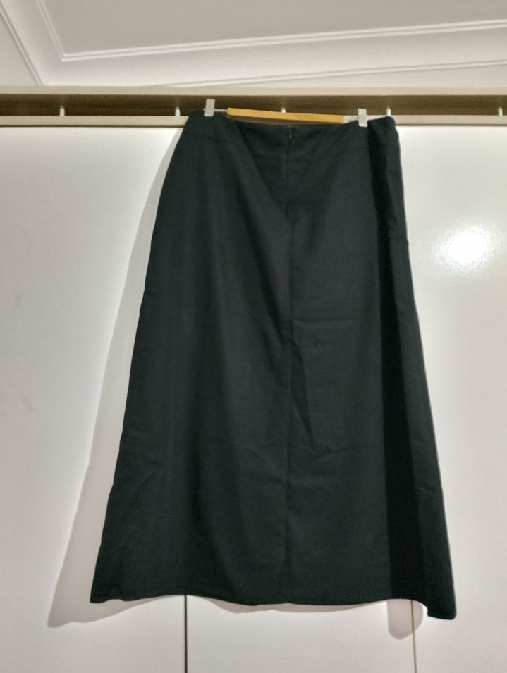 Siyah Uzun Keten Kadın Etek - Görsel 2