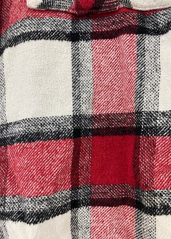 Kadın Pamuklu Kırmızı Gri Ekoseli Gömlek - Görsel 4