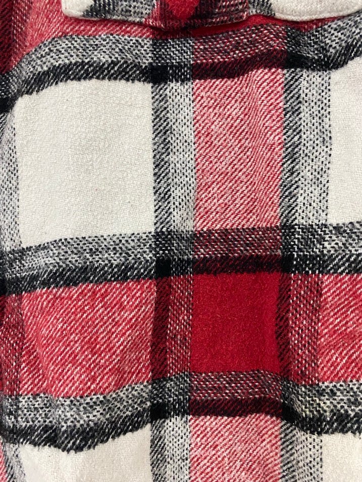 Kadın Pamuklu Kırmızı Gri Ekoseli Gömlek - Görsel 4