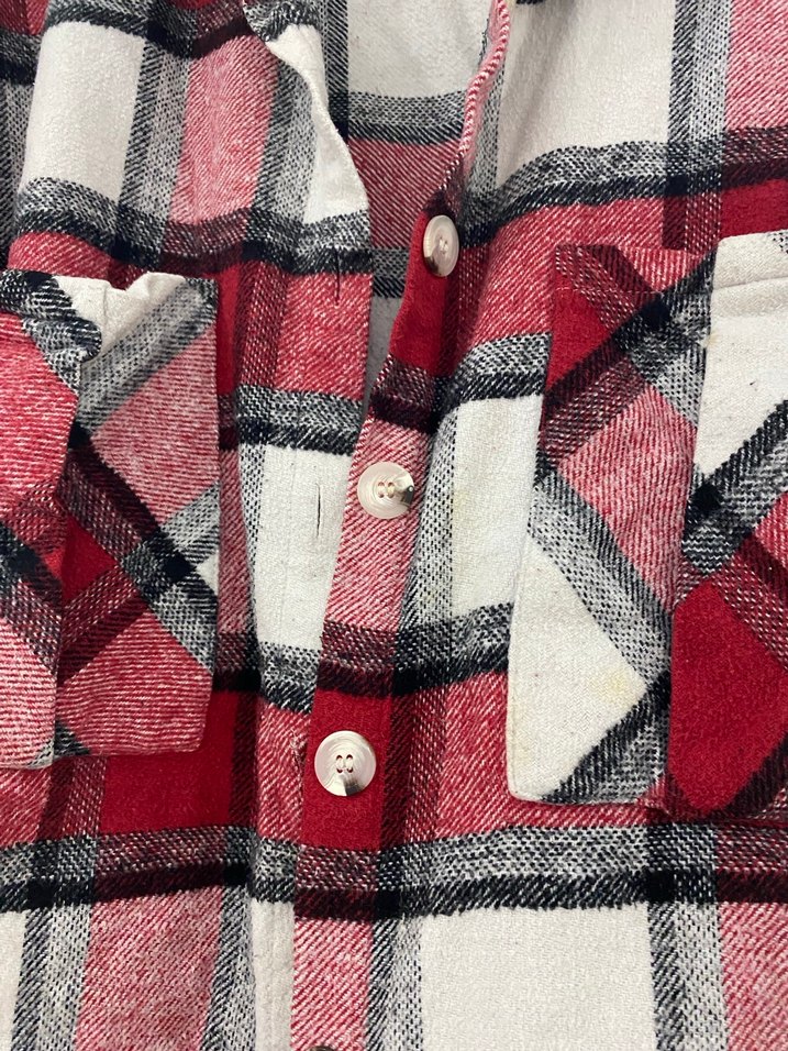 Kadın Pamuklu Kırmızı Gri Ekoseli Gömlek - Görsel 3