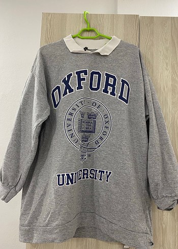 Oxford Baskılı Gri Kadın Sweatshirt - Görsel 3
