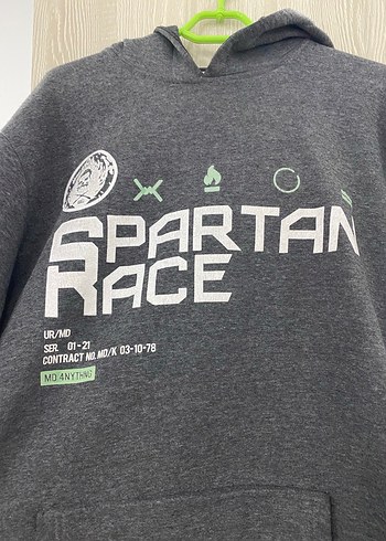Gri Kapüşonlu Spor Sweatshirt - Görsel 2